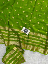 Perrot Green  Pure Viscose Gerogette Silk Saree